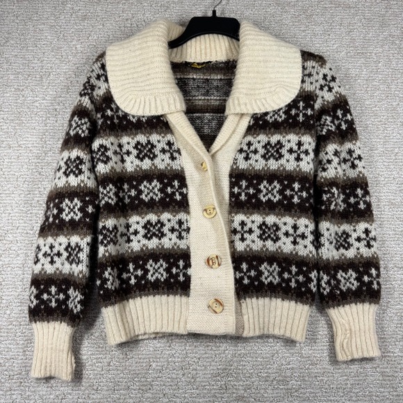 Norlaender Sportswear Vintage Wool Cardigan Women's Medium Fair Isle Nordic 70s - Picture 1 of 13